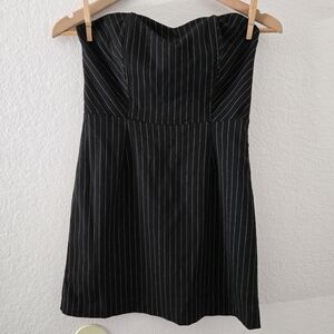 Forever 21 Black Strapless Pinstripe Dress